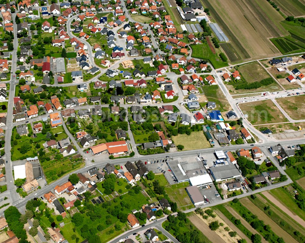 Aerial photograph Freistett - Village view on the edge of agricultural fields and land in Freistett in the state Baden-Wuerttemberg, Germany