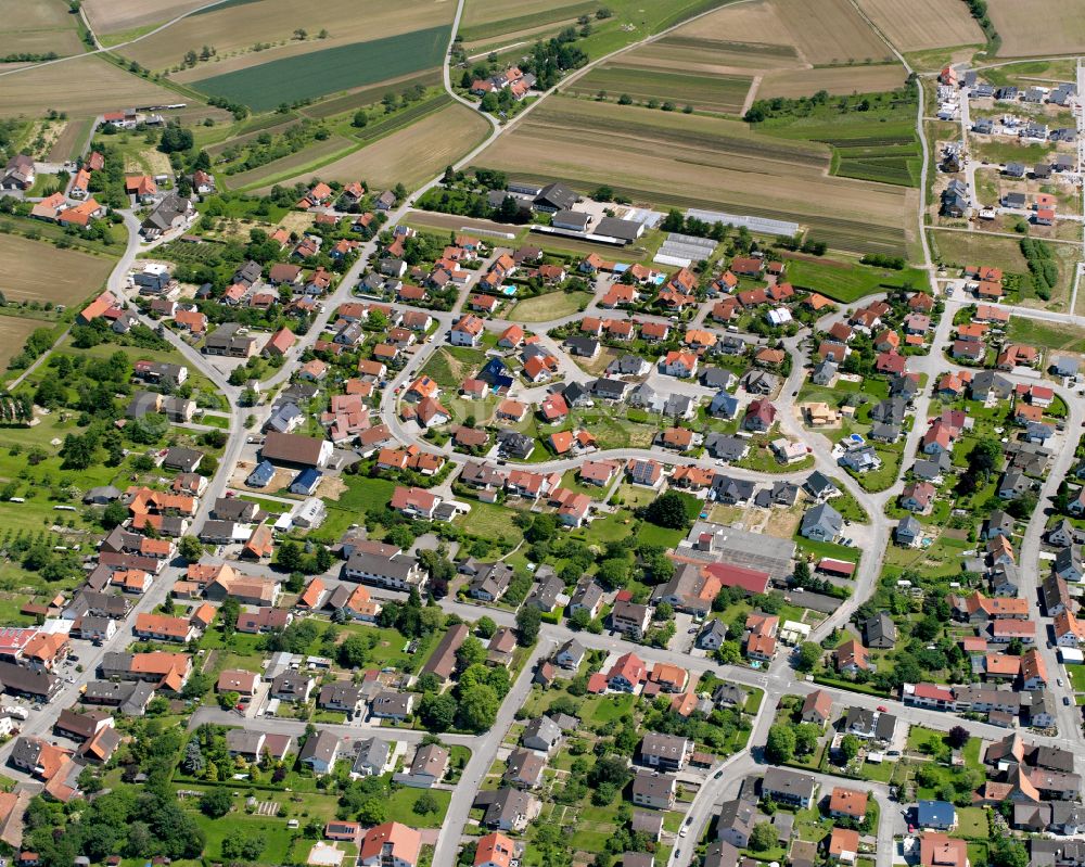 Freistett from above - Village view on the edge of agricultural fields and land in Freistett in the state Baden-Wuerttemberg, Germany