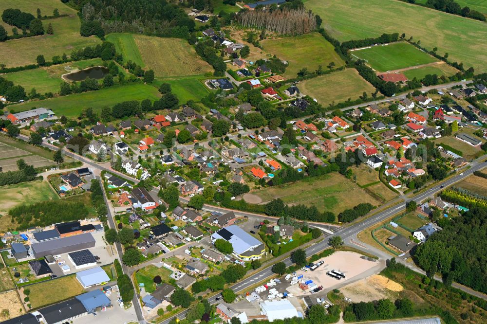 Aerial image Fuhlendorf - Village view on the edge of agricultural fields and land in Fuhlendorf in the state Schleswig-Holstein, Germany