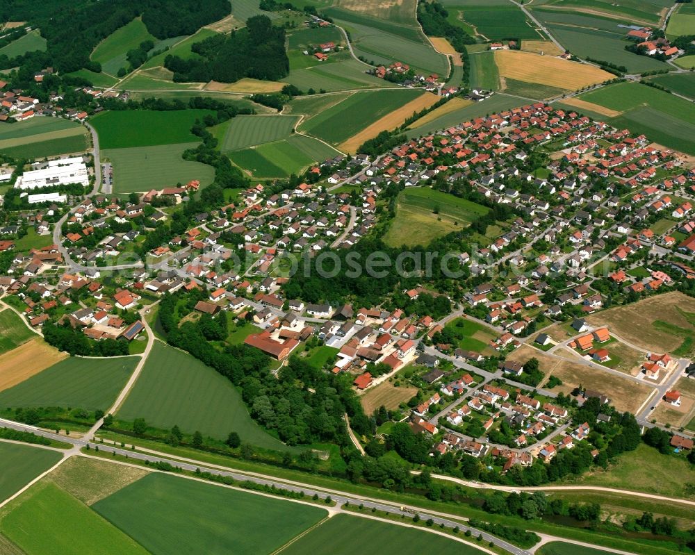 Furth from above - Village view on the edge of agricultural fields and land in Furth in the state Bavaria, Germany