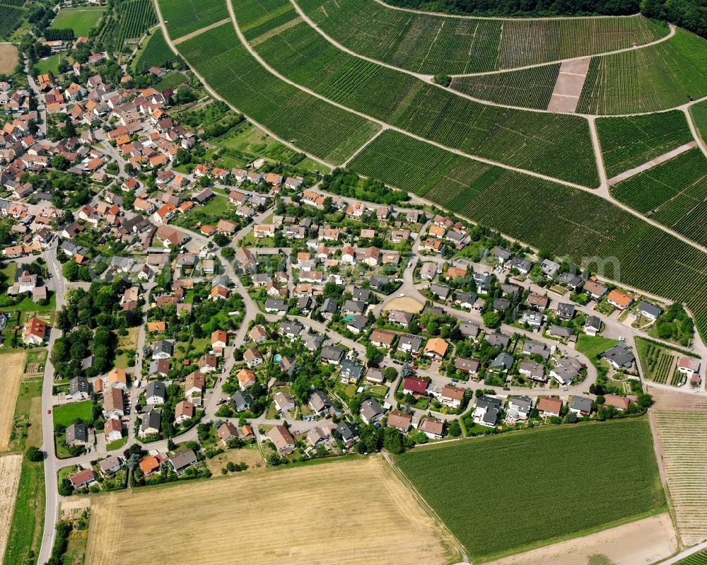 Aerial photograph Gellmersbach - Village view on the edge of agricultural fields and land in Gellmersbach in the state Baden-Wuerttemberg, Germany