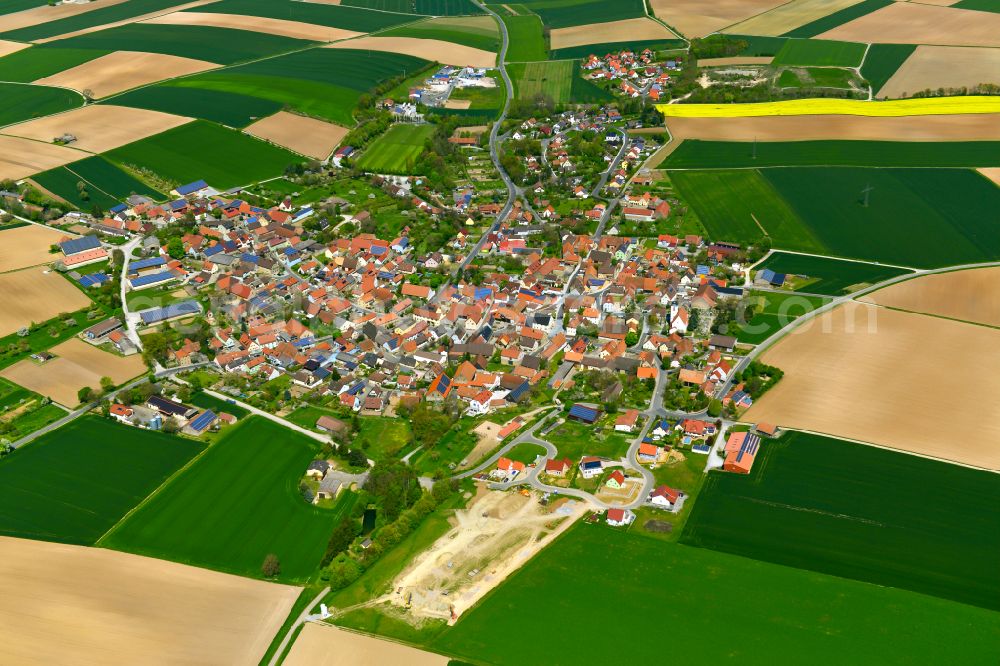 Gnodstadt from above - Village view on the edge of agricultural fields and land in Gnodstadt in the state Bavaria, Germany