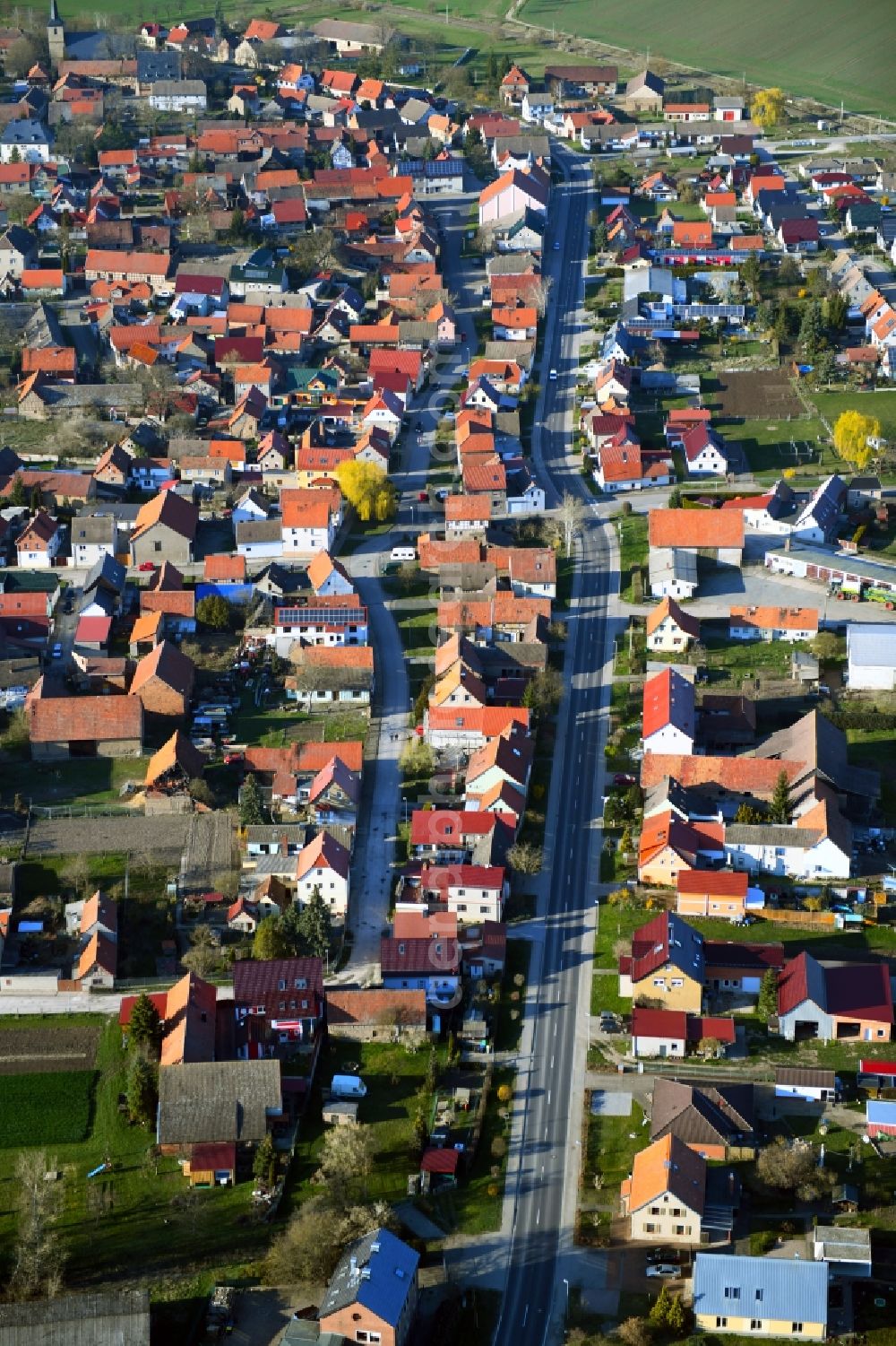 Aerial photograph Gorsleben - Village view on the edge of agricultural fields and land in Gorsleben in the state Thuringia, Germany