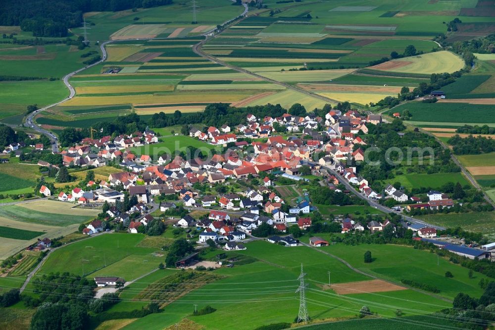 Aerial photograph Gosberg - Village view on the edge of agricultural fields and land in Gosberg in the state Bavaria, Germany