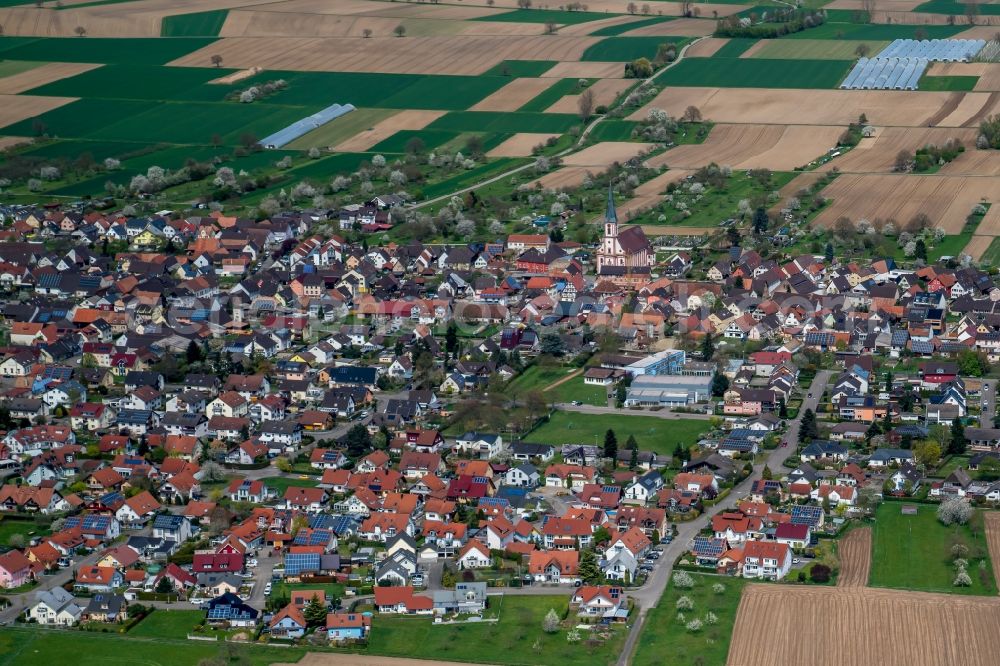 Grafenhausen from above - Village view on the edge of agricultural fields and land in Grafenhausen in the state Baden-Wuerttemberg, Germany