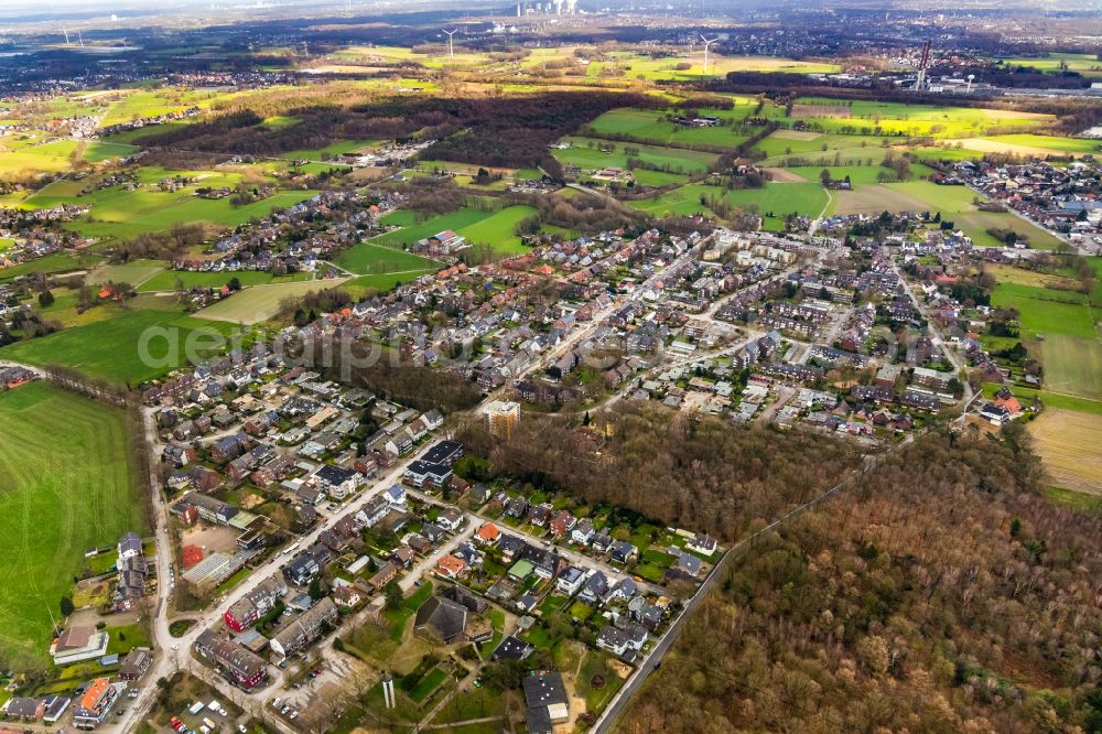 Grafenwald from the bird's eye view: Village view on the edge of agricultural fields and land in Grafenwald in the state North Rhine-Westphalia, Germany