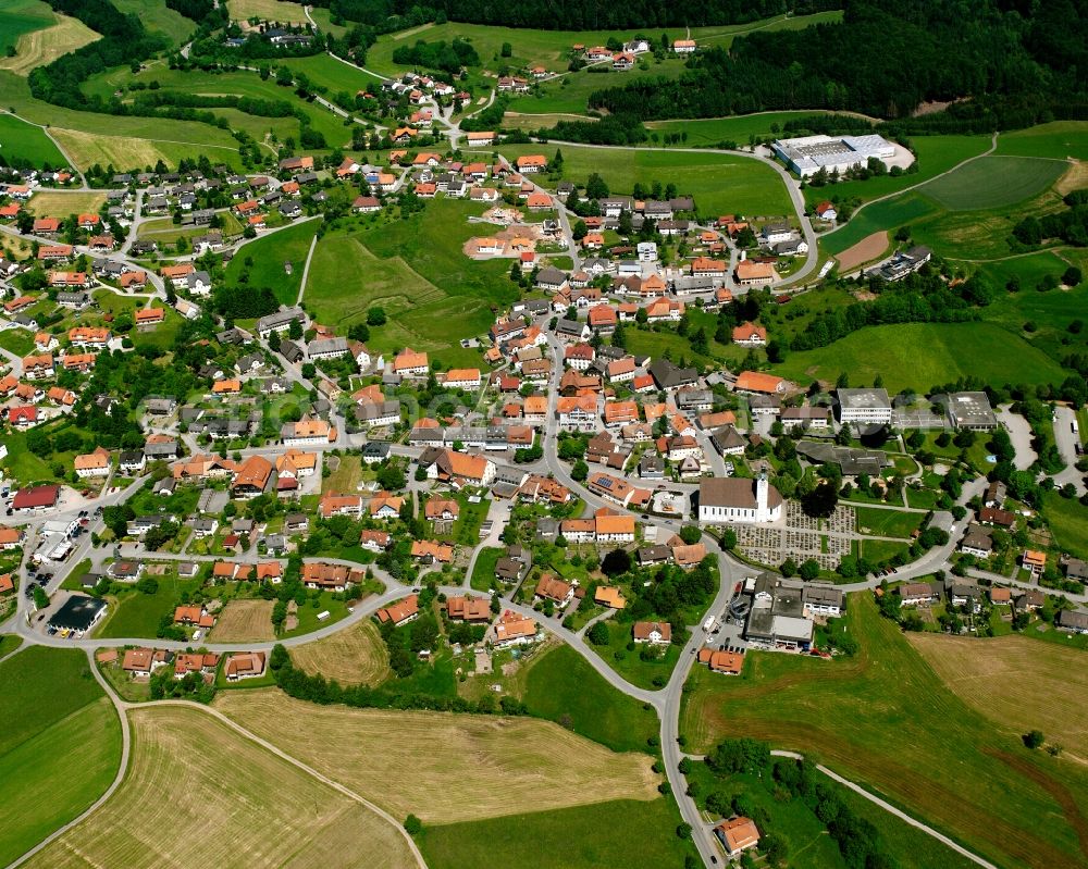 Aerial photograph Görwihl - Village view on the edge of agricultural fields and land in Görwihl in the state Baden-Wuerttemberg, Germany