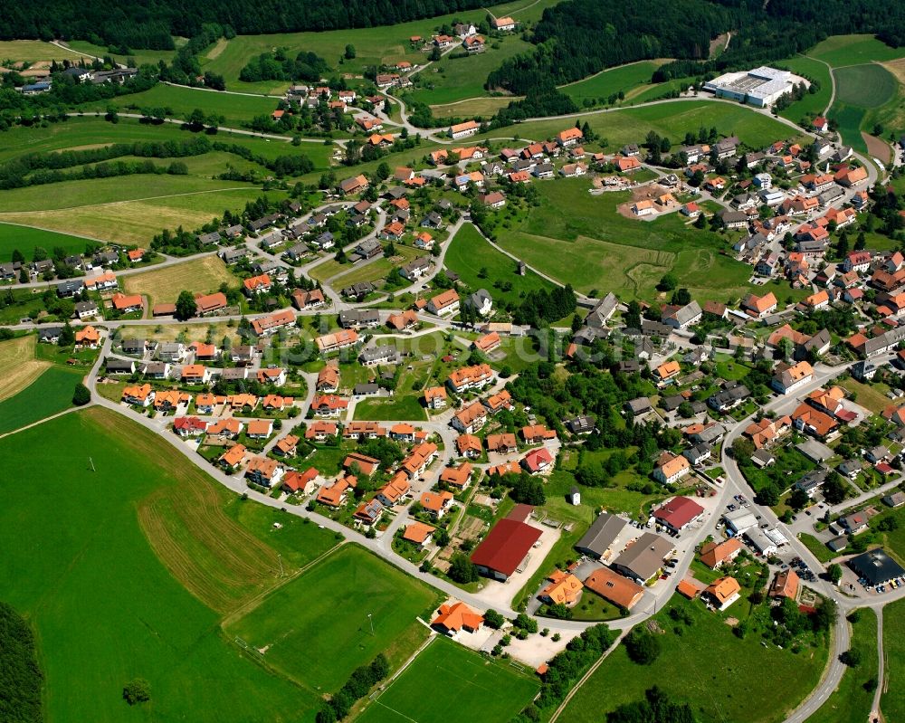 Görwihl from above - Village view on the edge of agricultural fields and land in Görwihl in the state Baden-Wuerttemberg, Germany