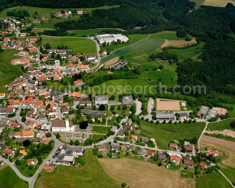 Aerial image Görwihl - Village view on the edge of agricultural fields and land in Görwihl in the state Baden-Wuerttemberg, Germany