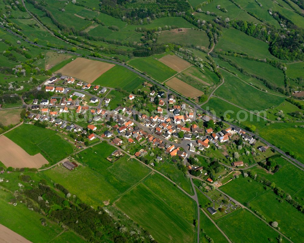 Aerial photograph Götzen - Village view on the edge of agricultural fields and land in Götzen in the state Hesse, Germany