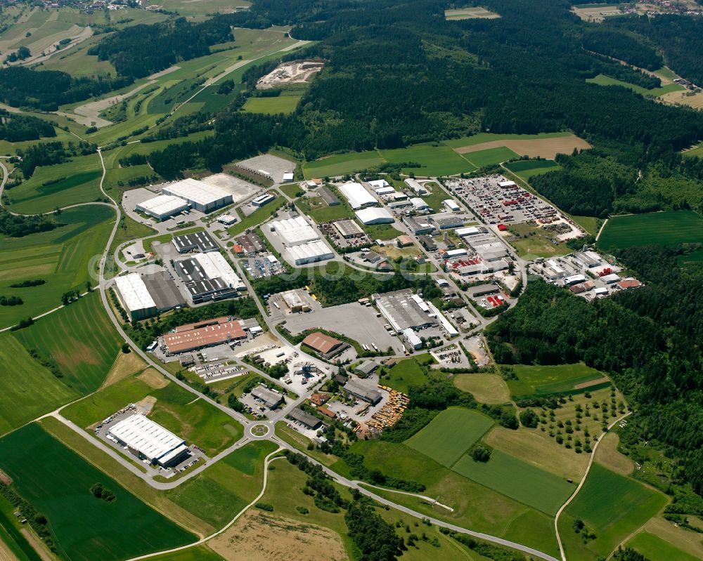 Haiterbach from above - Village view on the edge of agricultural fields and land in Haiterbach in the state Baden-Wuerttemberg, Germany