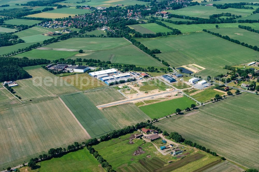 Aerial image Hammah - Village view on the edge of agricultural fields and land in Hammah in the state Lower Saxony, Germany