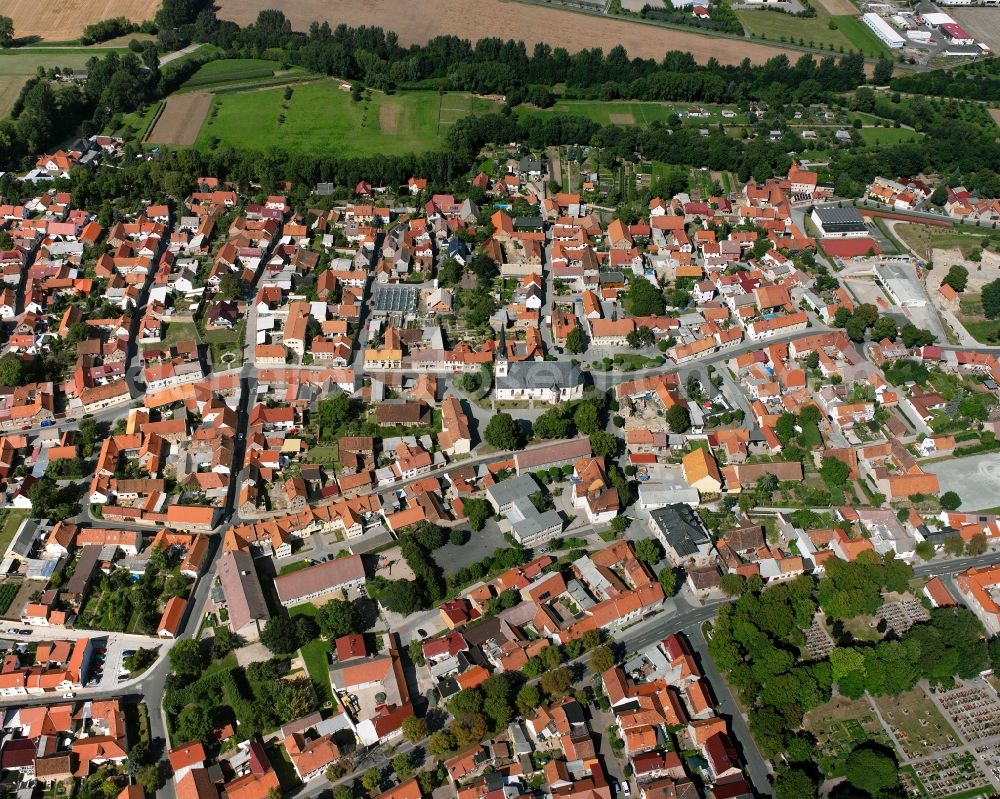 Aerial photograph Herbsleben - Village view on the edge of agricultural fields and land in Herbsleben in the state Thuringia, Germany