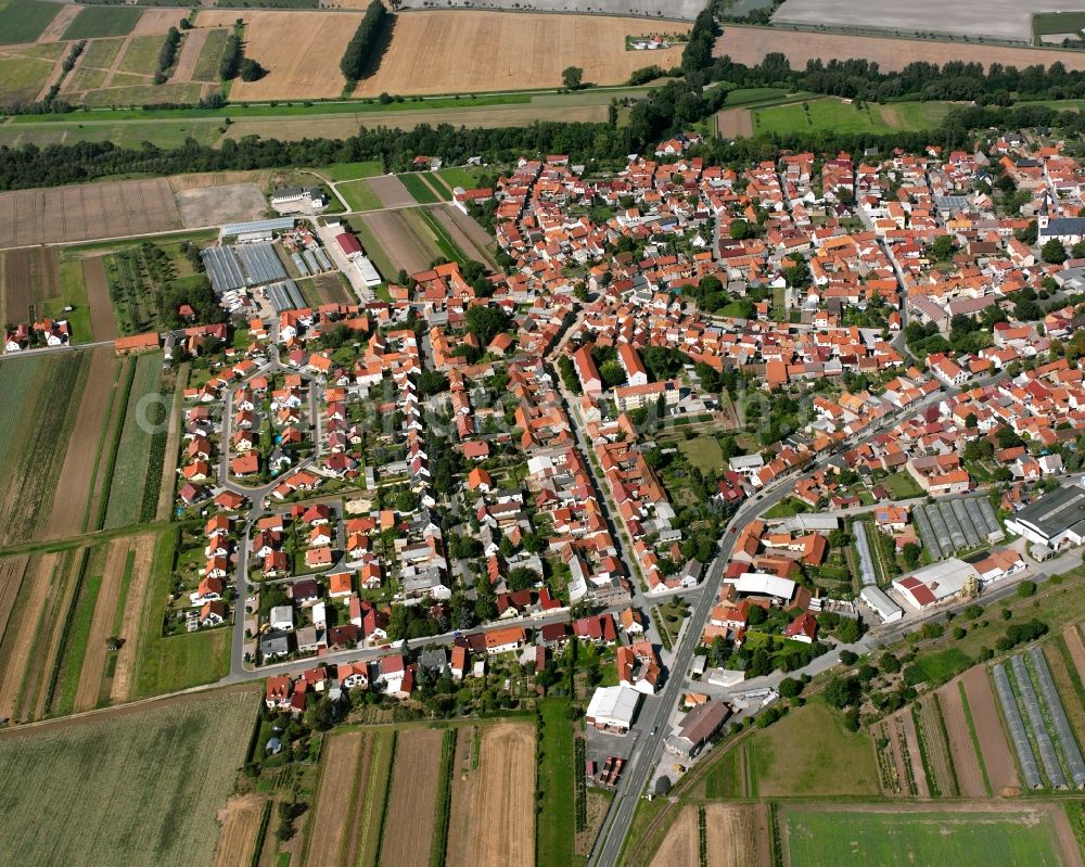 Aerial photograph Herbsleben - Village view on the edge of agricultural fields and land in Herbsleben in the state Thuringia, Germany