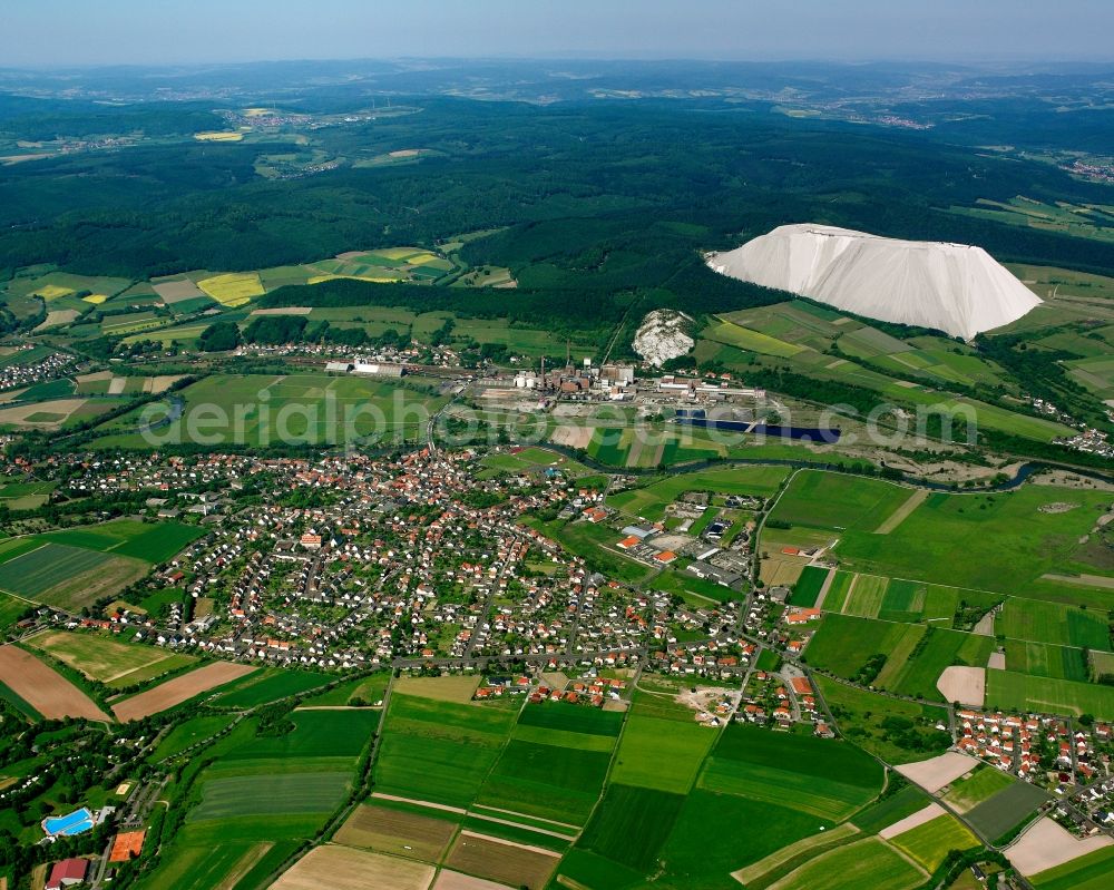 Aerial photograph Heringen (Werra) - Village view on the edge of agricultural fields and land in Heringen (Werra) in the state Hesse, Germany