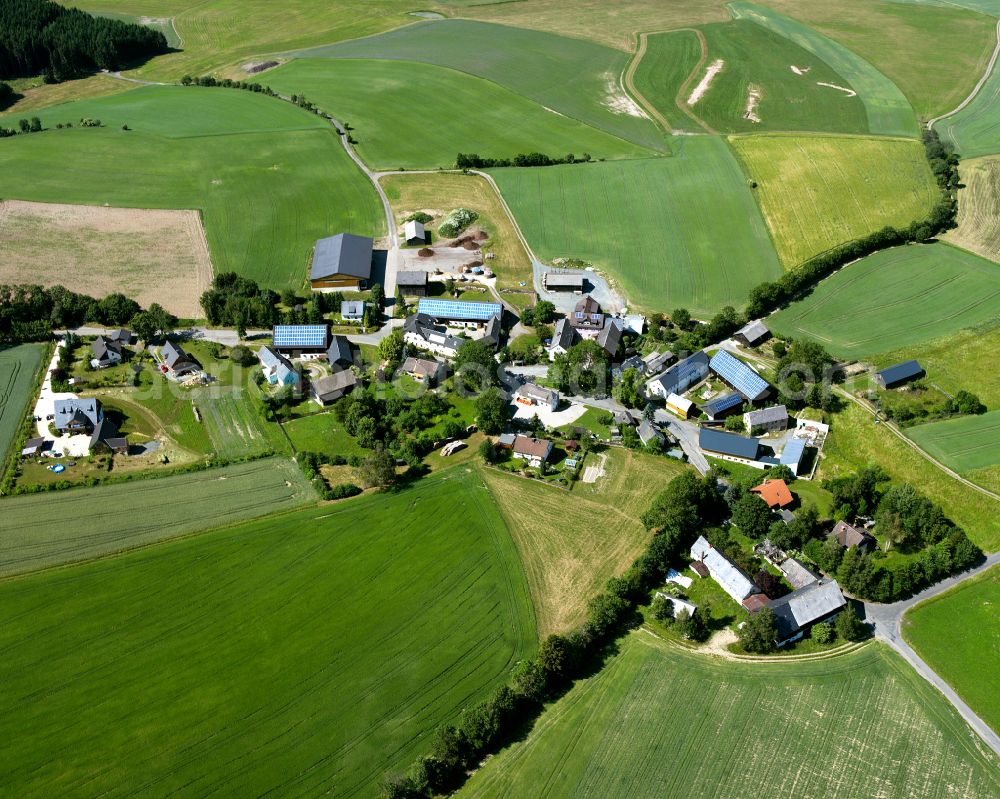 Hof from above - Village view on the edge of agricultural fields and land in the district Epplas in Hof in the state Bavaria, Germany