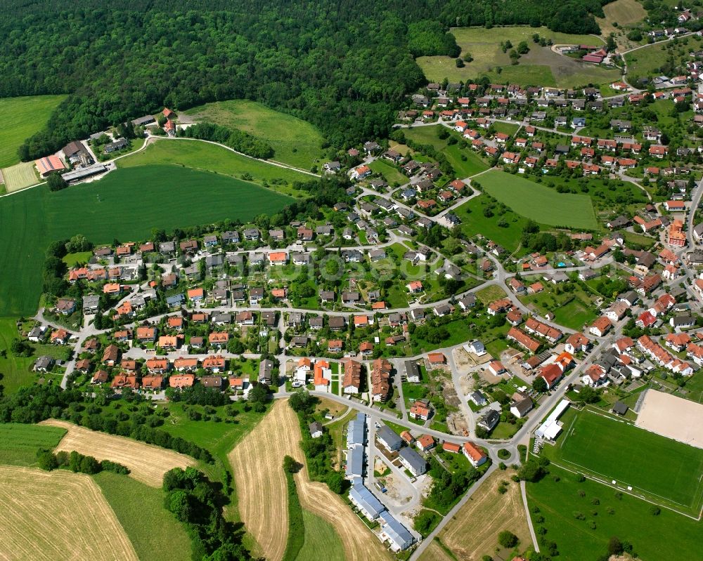 Horheim from the bird's eye view: Village view on the edge of agricultural fields and land in Horheim in the state Baden-Wuerttemberg, Germany