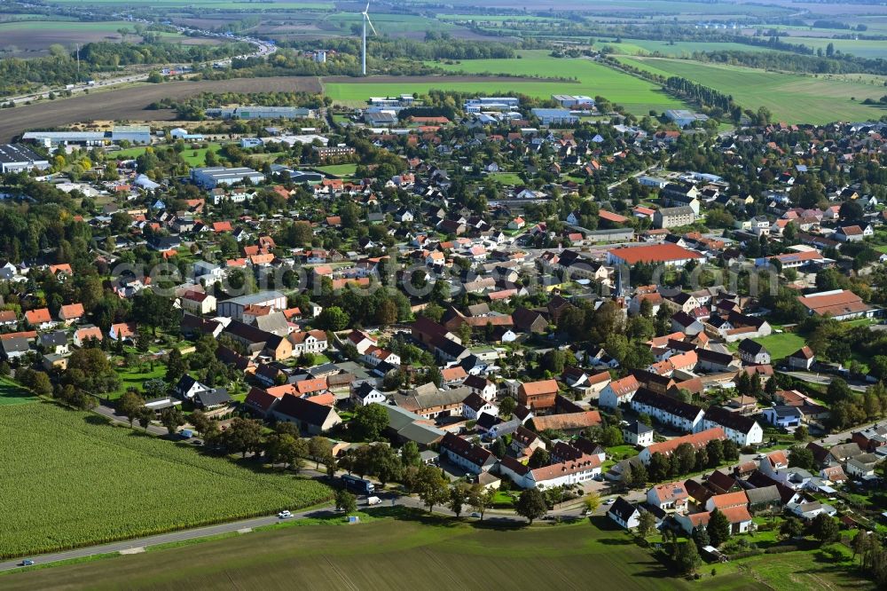 Aerial photograph Irxleben - Village view on the edge of agricultural fields and land in Irxleben in the state Saxony-Anhalt, Germany