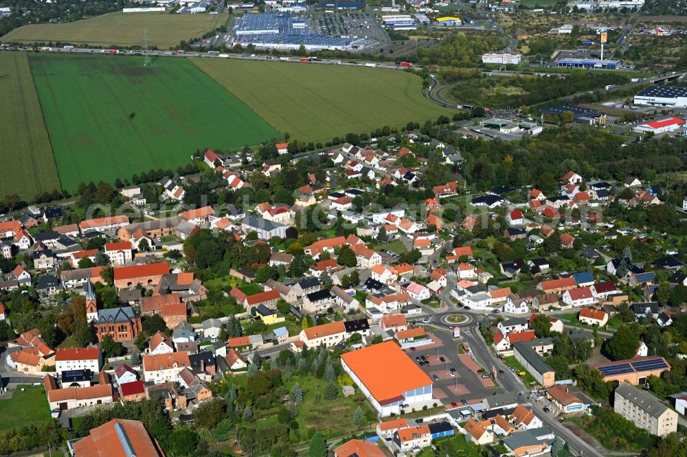 Aerial image Irxleben - Village view on the edge of agricultural fields and land in Irxleben in the state Saxony-Anhalt, Germany