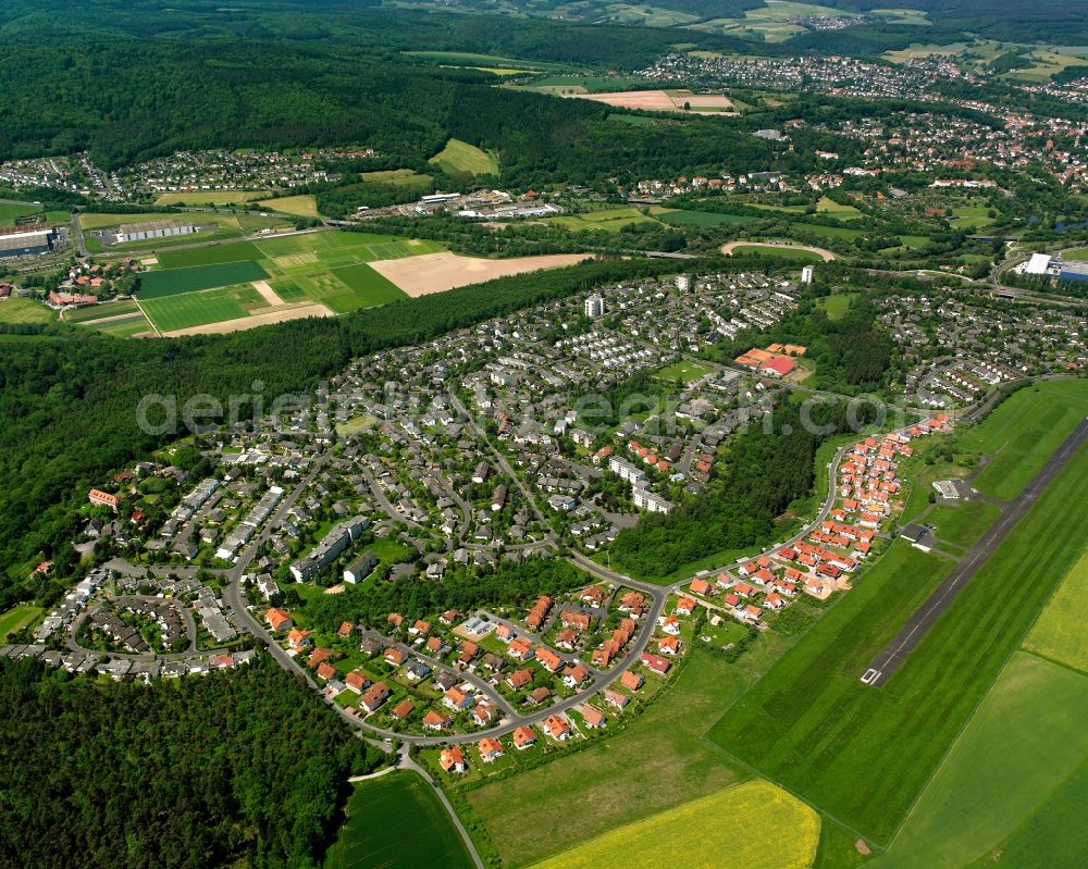 Aerial image Johannesberg - Village view on the edge of agricultural fields and land in Johannesberg in the state Hesse, Germany