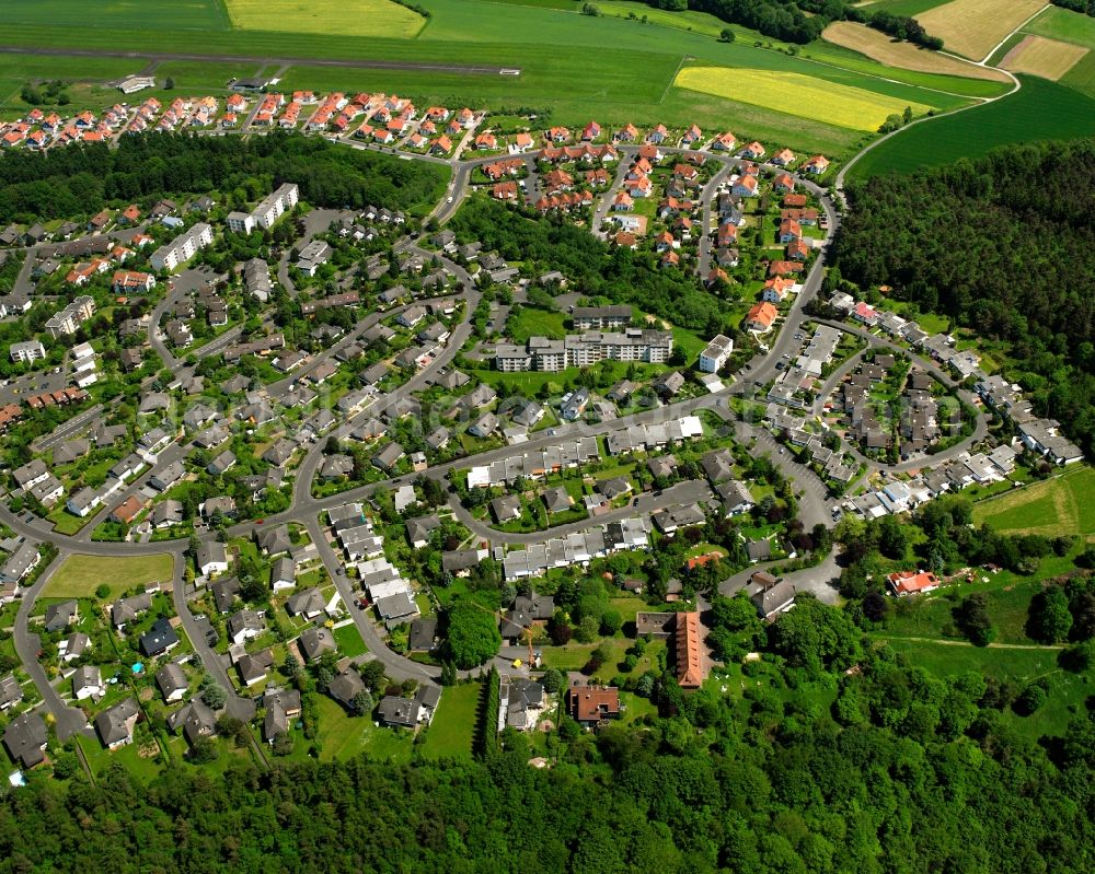 Aerial photograph Johannesberg - Village view on the edge of agricultural fields and land in Johannesberg in the state Hesse, Germany