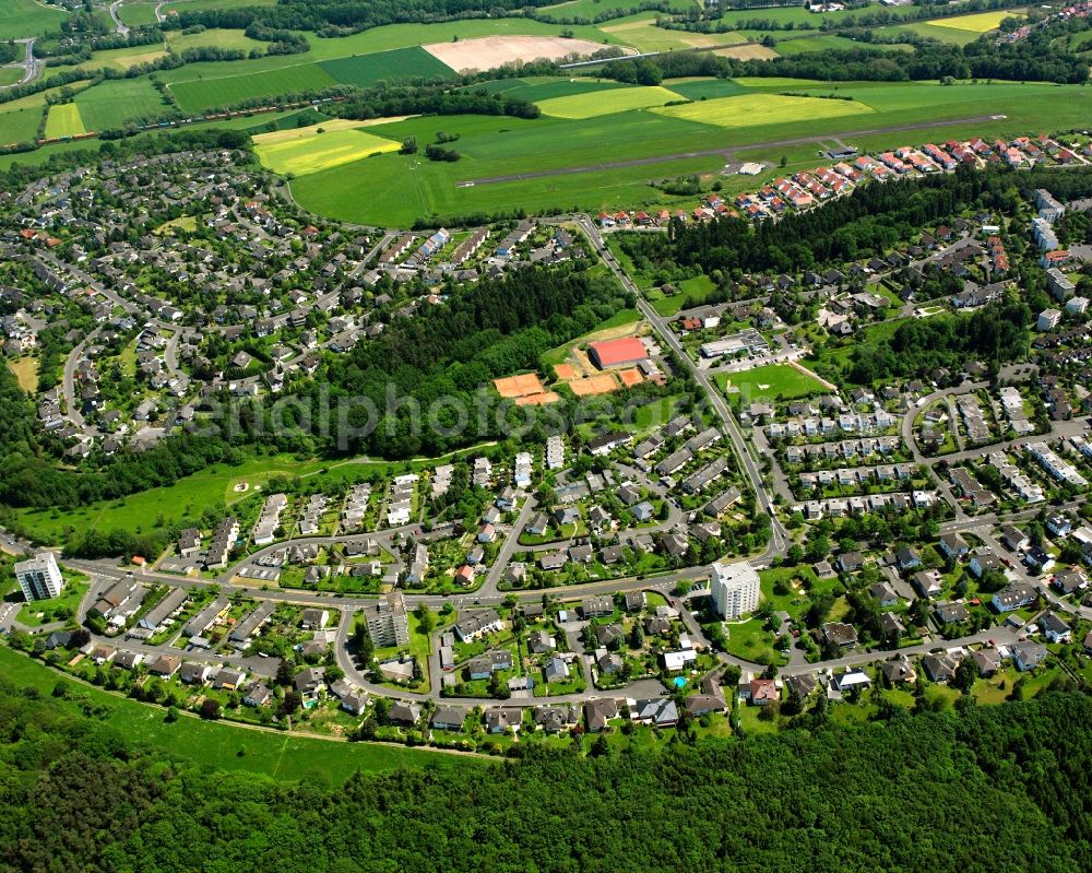 Johannesberg from the bird's eye view: Village view on the edge of agricultural fields and land in Johannesberg in the state Hesse, Germany