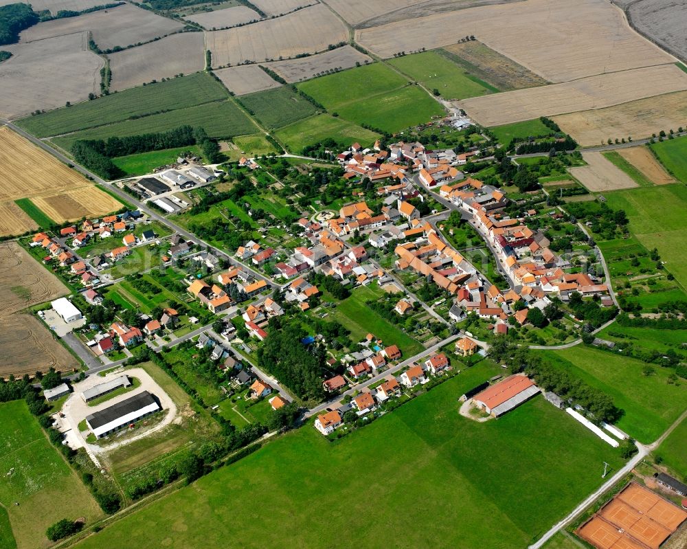 Kaisershagen from above - Village view on the edge of agricultural fields and land in Kaisershagen in the state Thuringia, Germany