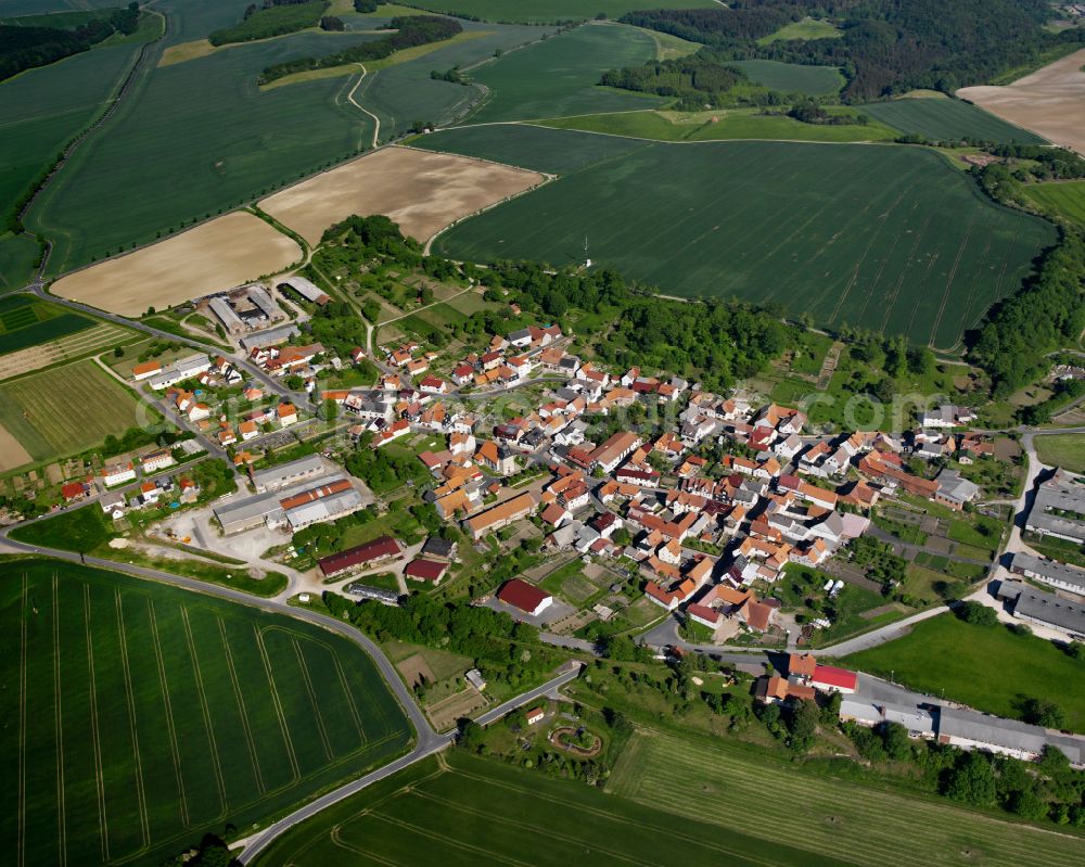 Aerial photograph Kalteneber - Village view on the edge of agricultural fields and land in Kalteneber in the state Thuringia, Germany