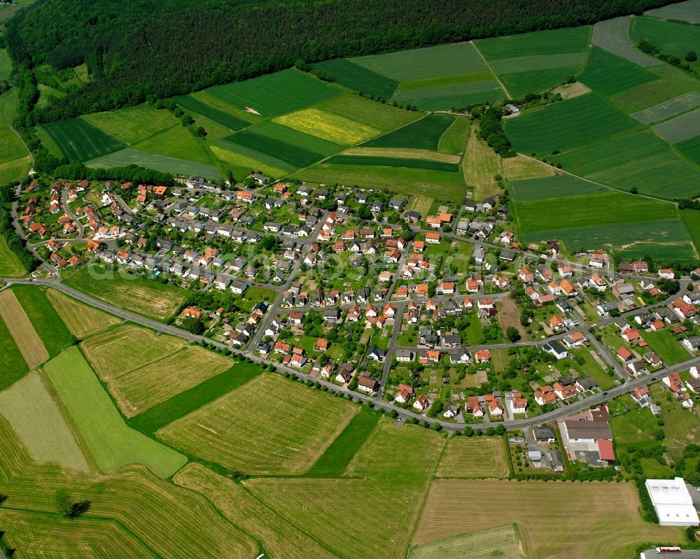 Aerial photograph Kathus - Village view on the edge of agricultural fields and land in Kathus in the state Hesse, Germany