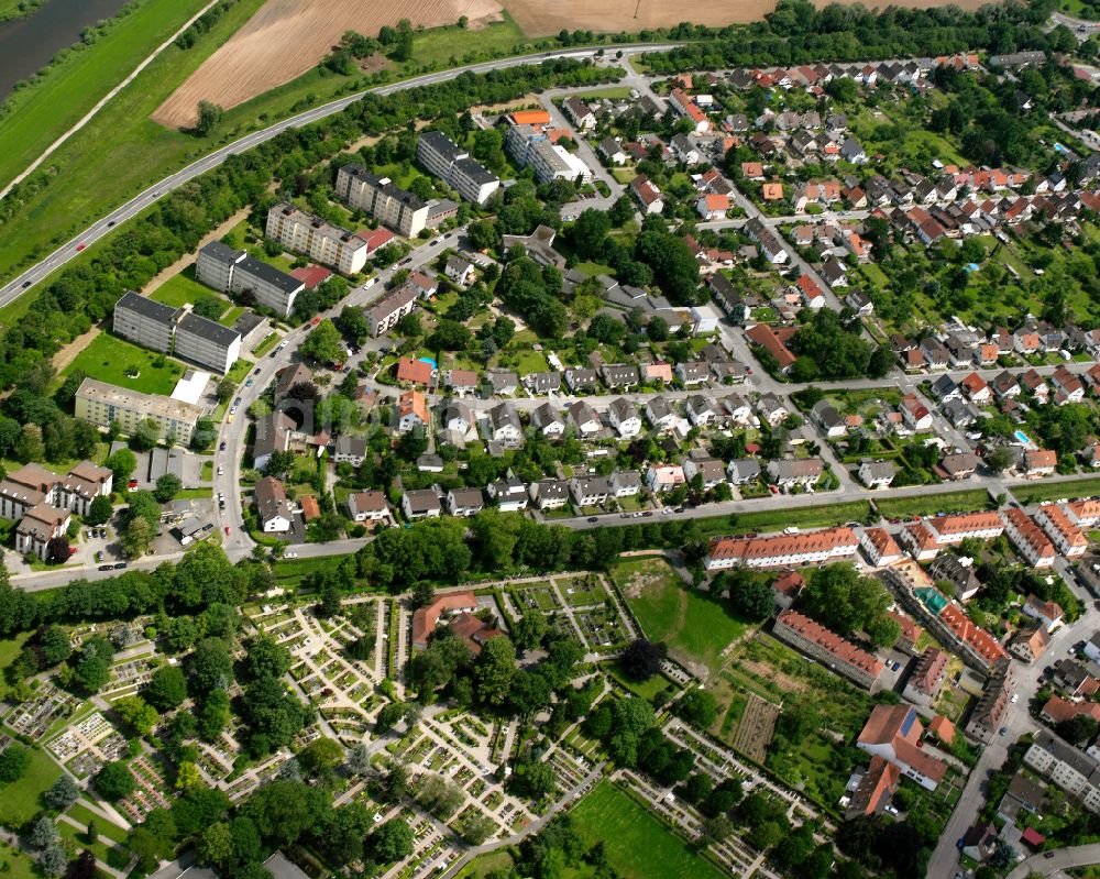 Kehl from above - Village view on the edge of agricultural fields and land in Kehl in the state Baden-Wuerttemberg, Germany