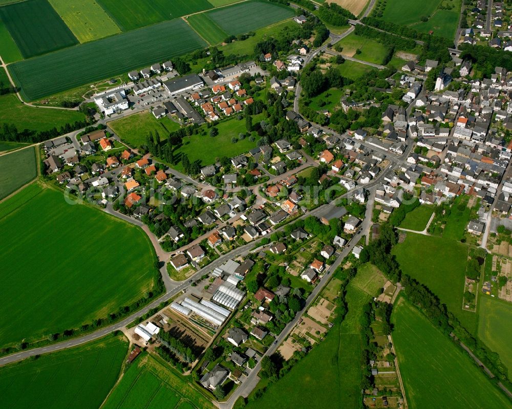 Aerial photograph Kirberg - Village view on the edge of agricultural fields and land in Kirberg in the state Hesse, Germany