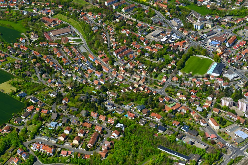 Aerial image Kitzingen - Village view on the edge of agricultural fields and land in Kitzingen in the state Bavaria, Germany