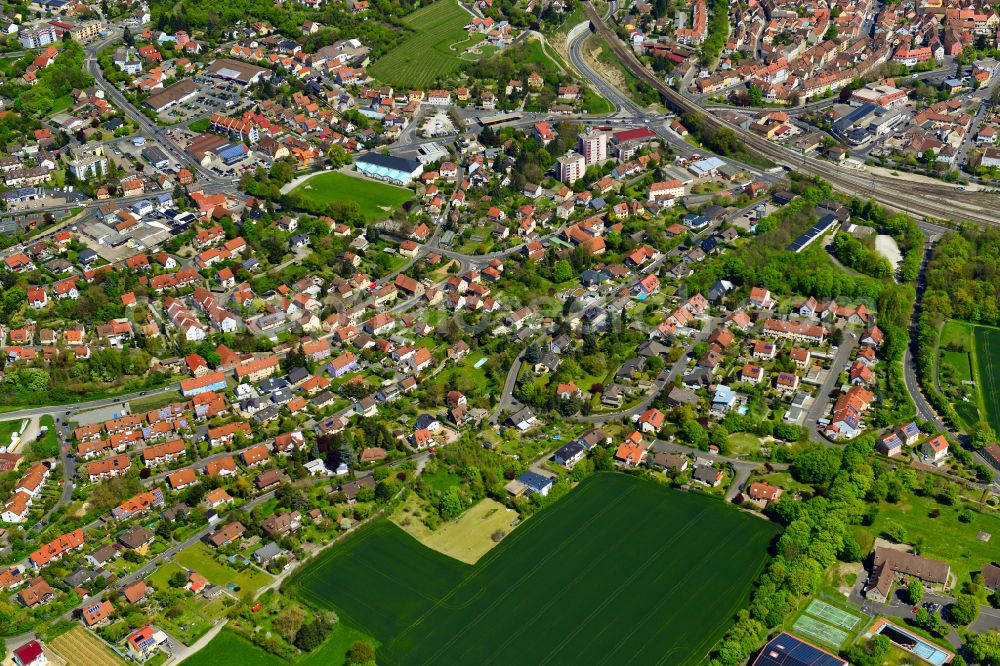 Aerial photograph Kitzingen - Village view on the edge of agricultural fields and land in Kitzingen in the state Bavaria, Germany