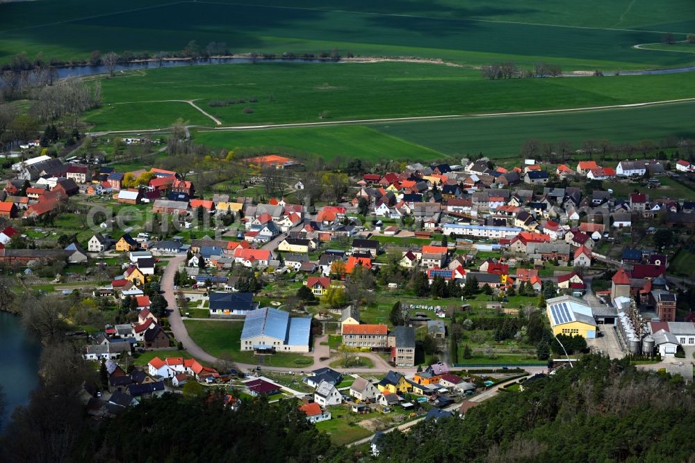 Klöden from above - Village view on the edge of agricultural fields and land in Kloeden in the state Saxony-Anhalt, Germany