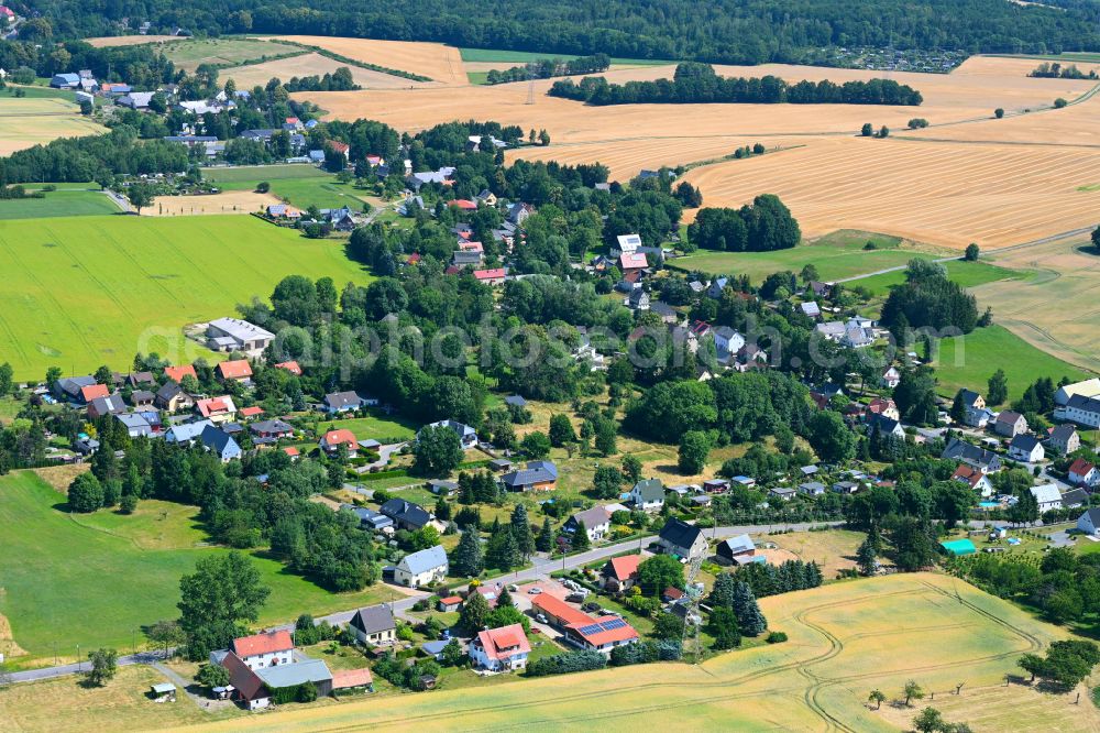 Kleinwaltersdorf from above - Village view on the edge of agricultural fields and land in Kleinwaltersdorf in the state Saxony, Germany