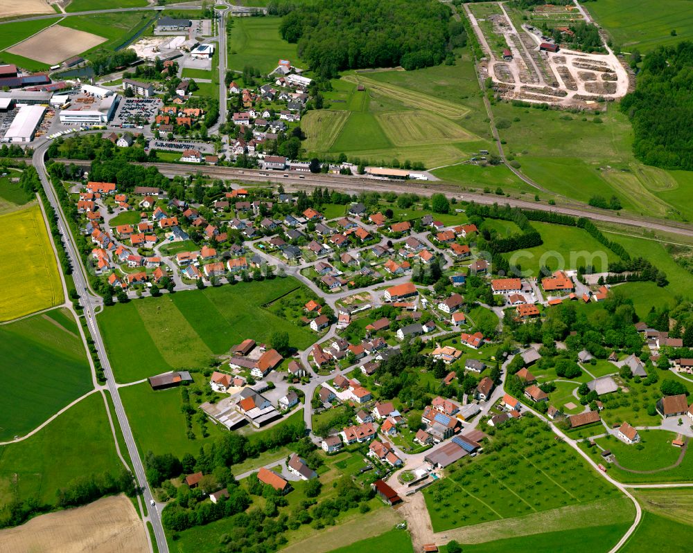 Aerial photograph Kürnbach - Village view on the edge of agricultural fields and land in Kürnbach in the state Baden-Wuerttemberg, Germany