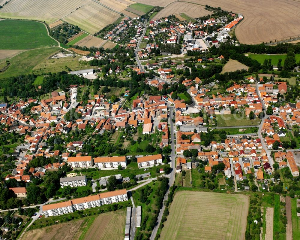 Aerial photograph Körner - Village view on the edge of agricultural fields and land in Körner in the state Thuringia, Germany