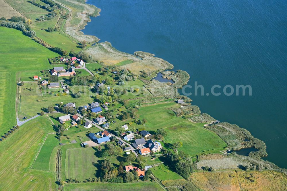 Rankwitz from the bird's eye view: Village view on the edge of agricultural fields and land on Kueste of Ostsee in Rankwitz in the state Mecklenburg - Western Pomerania, Germany