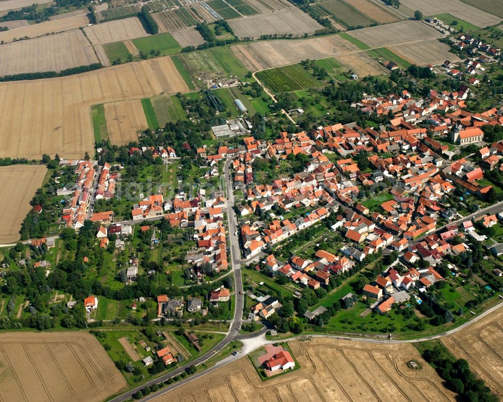 Aerial photograph Langula - Village view on the edge of agricultural fields and land in Langula in the state Thuringia, Germany