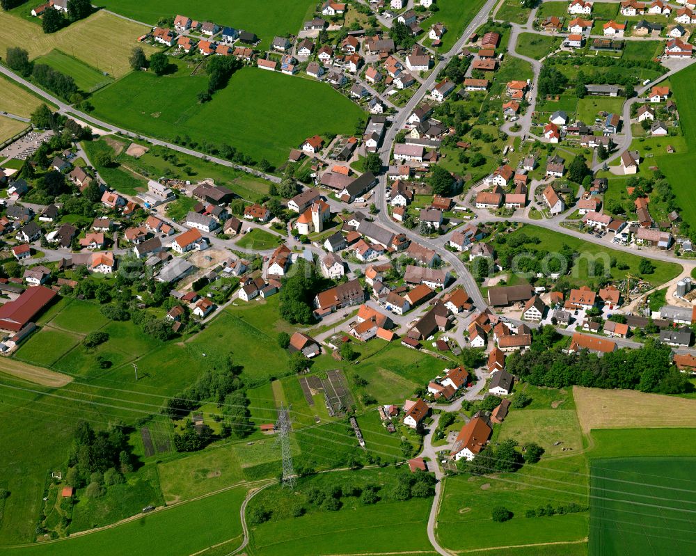 Aerial photograph Laupertshausen - Village view on the edge of agricultural fields and land in Laupertshausen in the state Baden-Wuerttemberg, Germany