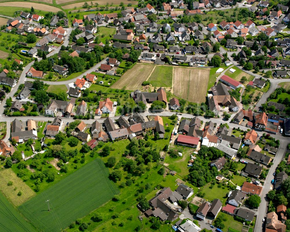 Legelshurst from above - Village view on the edge of agricultural fields and land in Legelshurst in the state Baden-Wuerttemberg, Germany