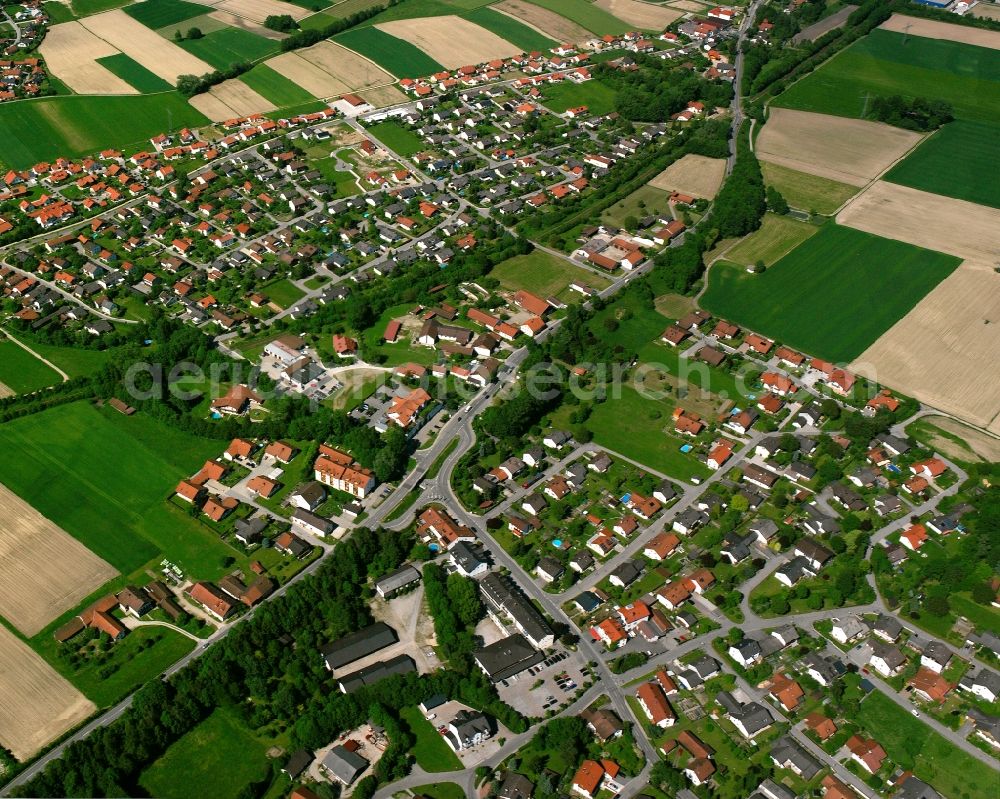 Machendorf from above - Village view on the edge of agricultural fields and land in Machendorf in the state Bavaria, Germany