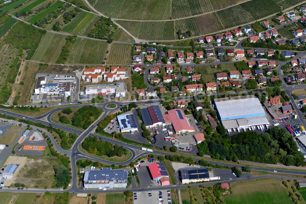 Mainmühle from above - Village view on the edge of agricultural fields and land in Mainmühle in the state Bavaria, Germany