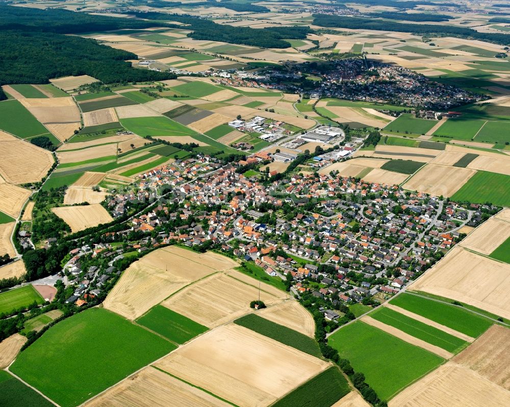 Aerial photograph Massenbach - Village view on the edge of agricultural fields and land in Massenbach in the state Baden-Wuerttemberg, Germany