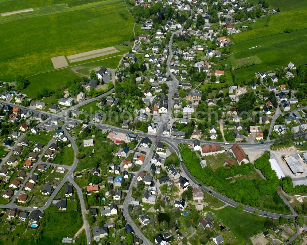 Aerial image Mühlau - Village view on the edge of agricultural fields and land in Mühlau in the state Saxony, Germany