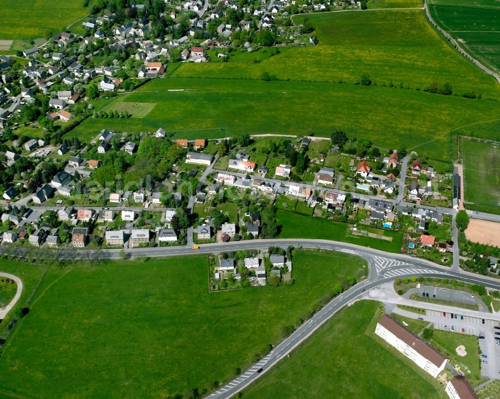 Aerial image Mühlau - Village view on the edge of agricultural fields and land in Mühlau in the state Saxony, Germany