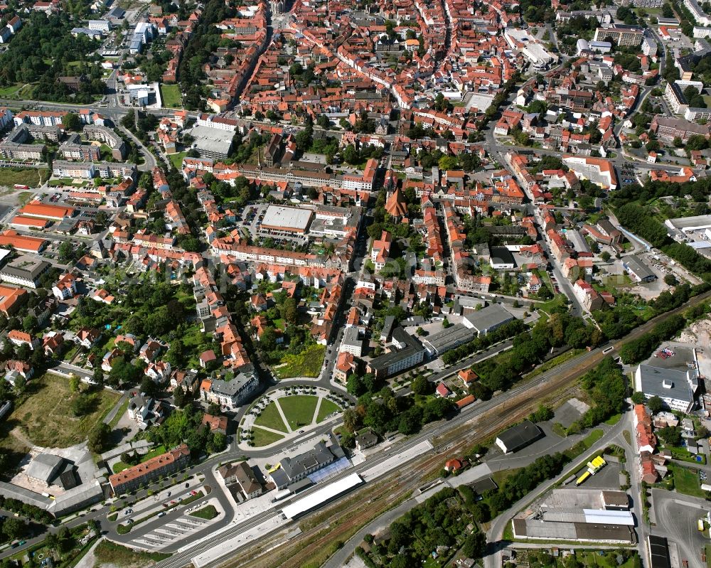 Aerial photograph Mühlhausen/Thüringen - Village view on the edge of agricultural fields and land in Mühlhausen in the state Thuringia, Germany