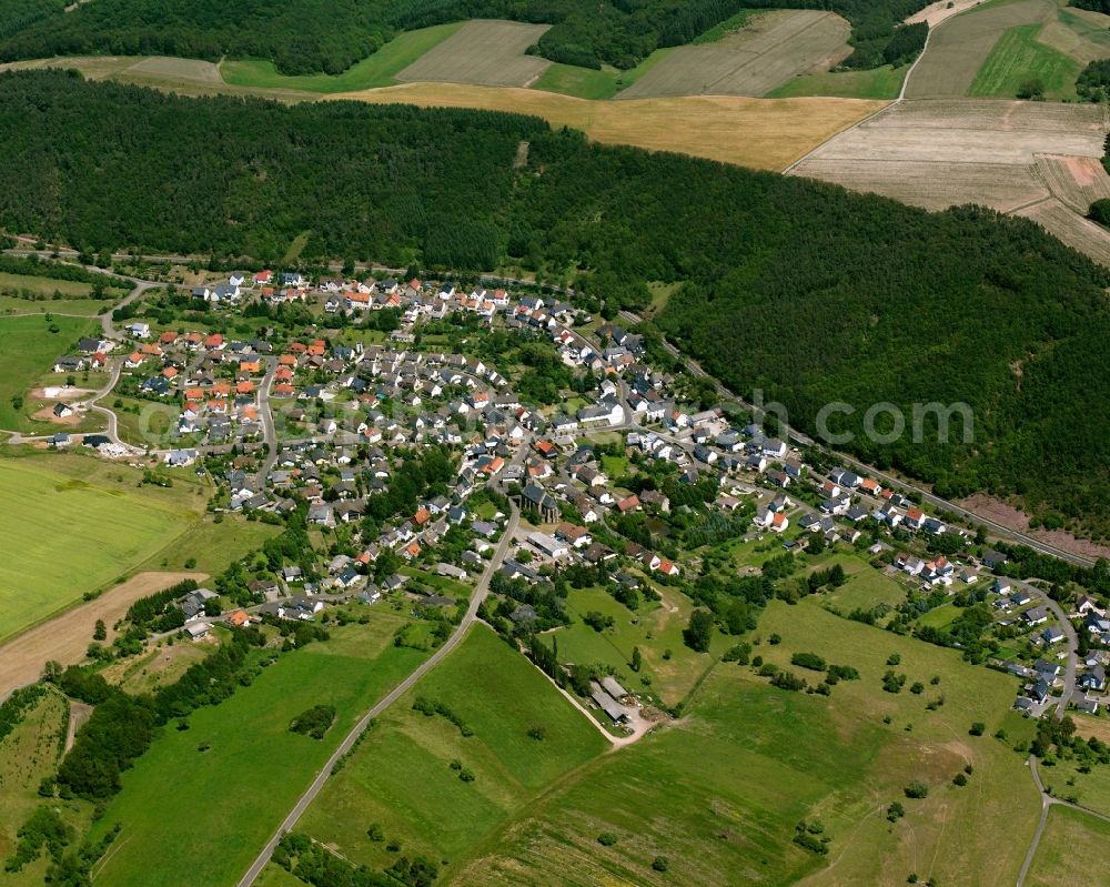 Aerial photograph Mittelreidenbach - Village view on the edge of agricultural fields and land in Mittelreidenbach in the state Rhineland-Palatinate, Germany