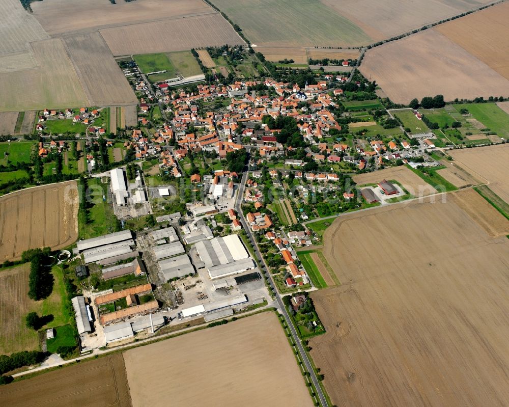 Aerial image Mülverstedt - Village view on the edge of agricultural fields and land in Mülverstedt in the state Thuringia, Germany