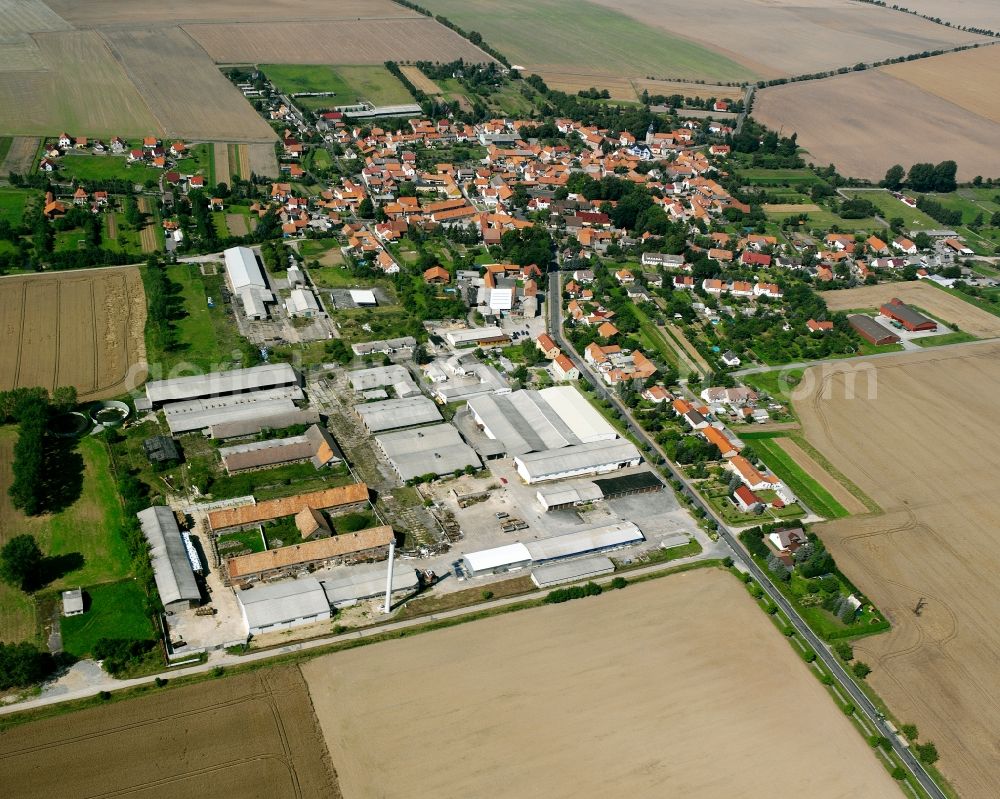 Aerial image Mülverstedt - Village view on the edge of agricultural fields and land in Mülverstedt in the state Thuringia, Germany